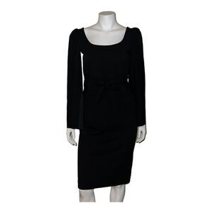 Quiz Women's Black Split Sleeve Midi Dress Belted Size 10 NWT